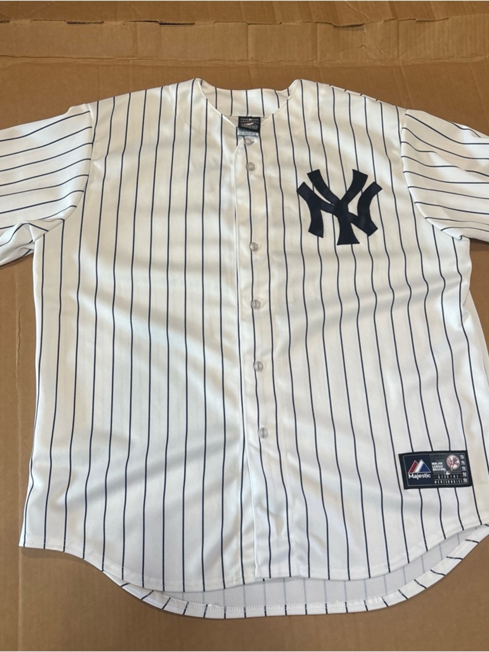 Majestic New York Yankees Derek Jeter Baseball Jersey XL White Pinstripe